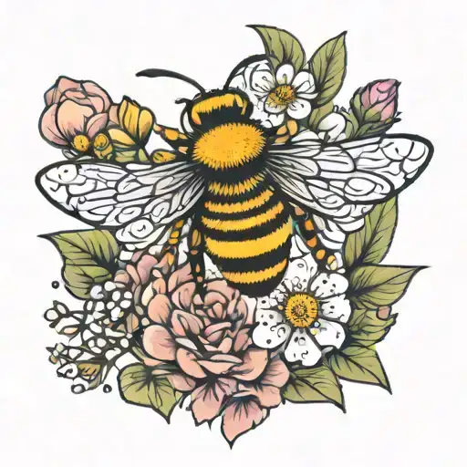 Bee And Flowers