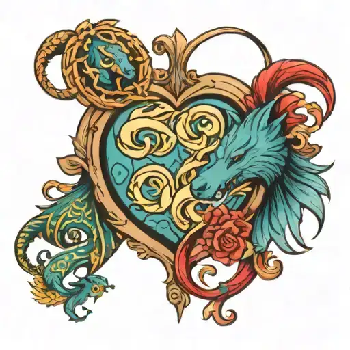 1 Sagittaurius 2 Leo 1 Pisces Zodiac Sign In A Heart Shape