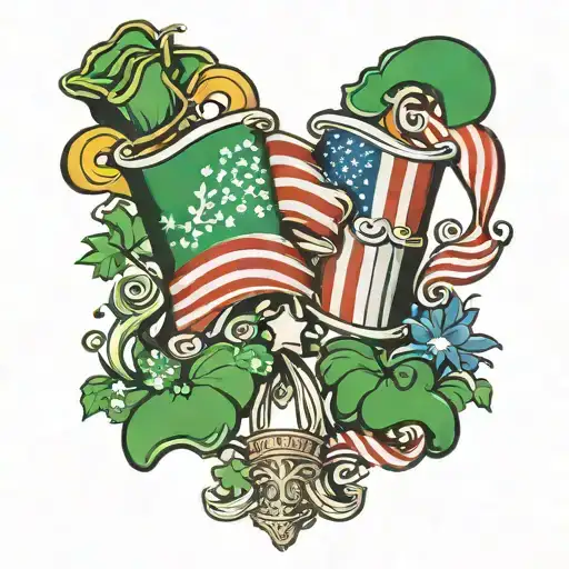 Irish And American Flag Intertwined