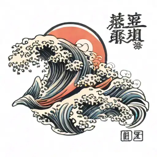 Japan Wave With Mount Fuji Background