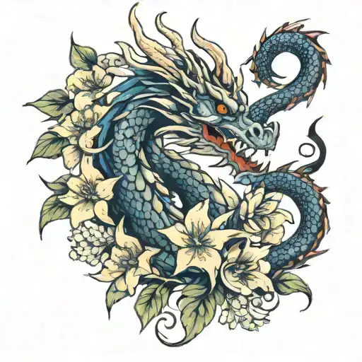 Dragon And Flowers