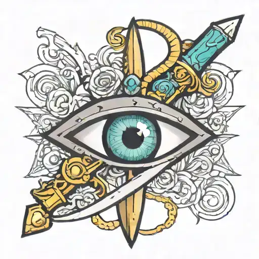 Dagger With Eye In Handle In Full Color