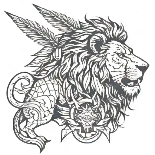 Lion With Arrows In His Back Looking Away