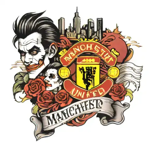 Manchester United With Nyc Skyline With Joker And Robin