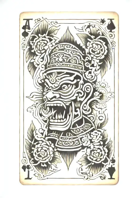 Playing Card Style Tattoo Featuring Travelling Thailand