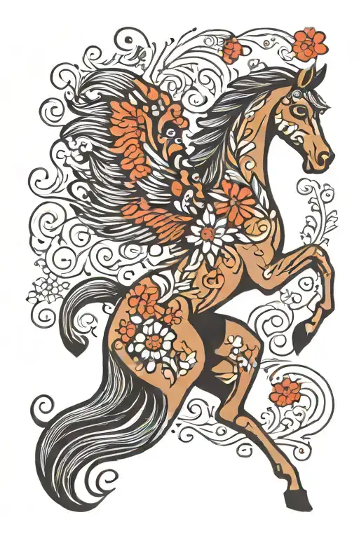 Czech Folk Art Inspired Design Featuring A Horse