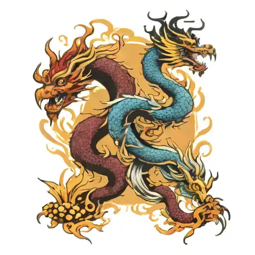 Chinese Dragon And Phoenix