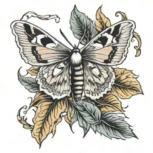 Dead Moth And Leaves