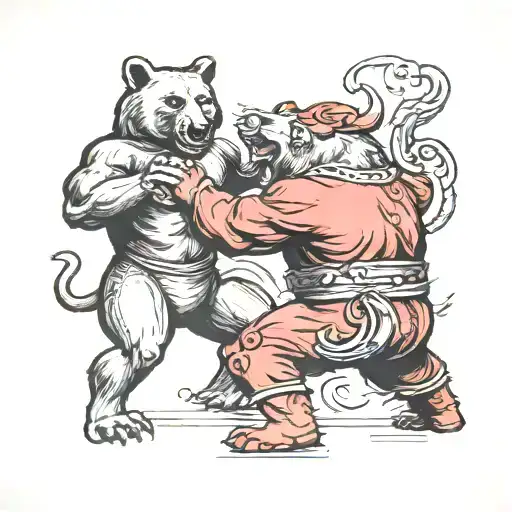 Bear Fighting The Devil