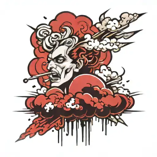 Punk Explosion Cloud With Red