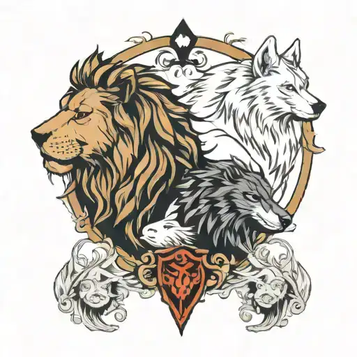 Lion And Wolf And Raven