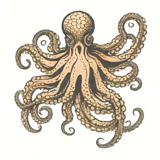 Photo Octopus In Negative And Dotted Lines Connecting Different