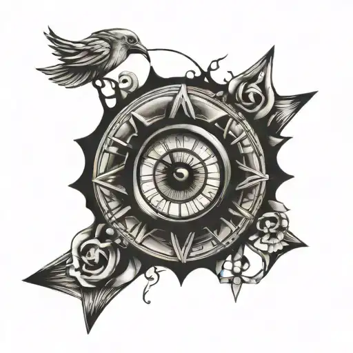 Eye With Clock Around Outer Geometric Degine