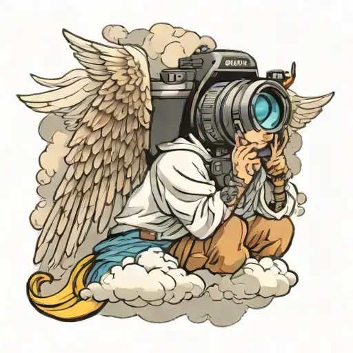 Angel On A Cloud With Camera Lens