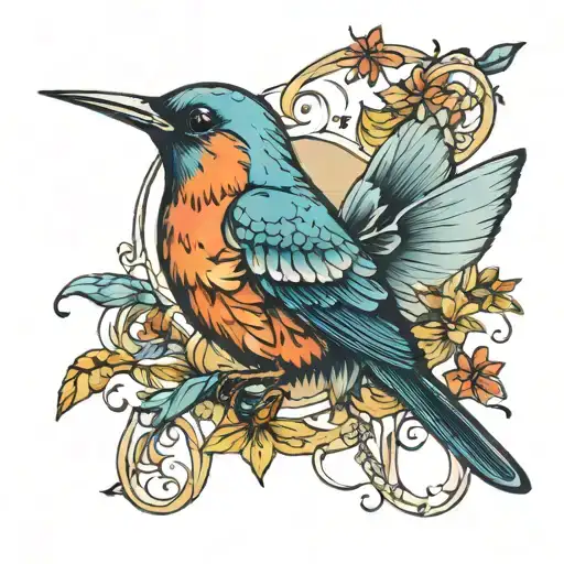 The Word Birdie Surrounded By Butterflies Flying