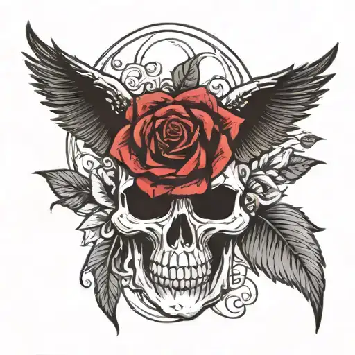 Skull Rose Crow