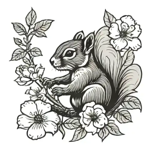Squirrel With Cherokee Rose