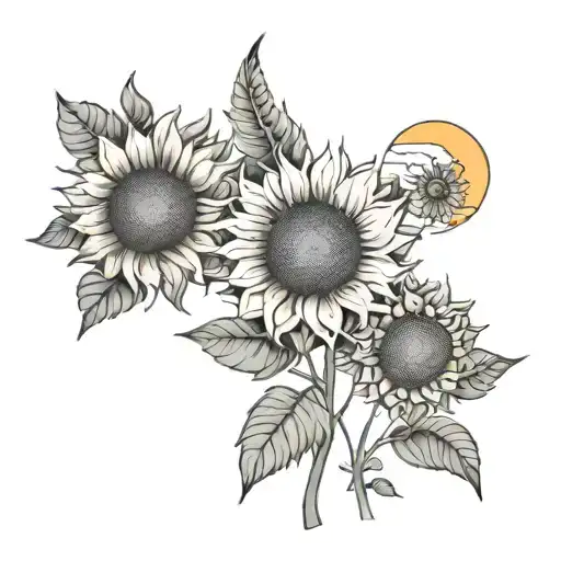 Sunflowers And The Sun Setting