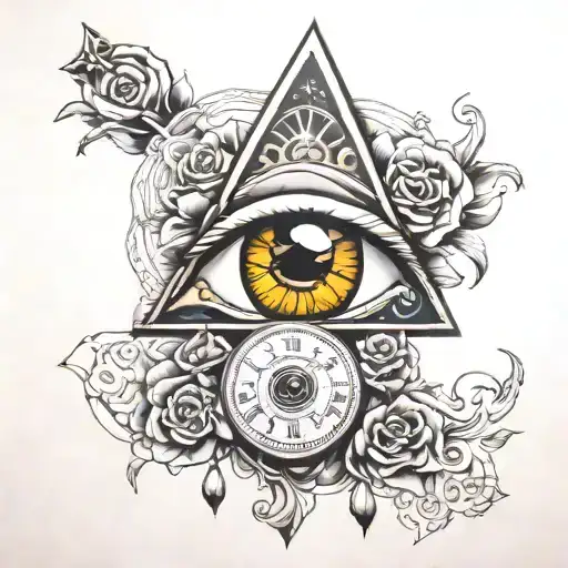 All Seeing Eye With Money And Time