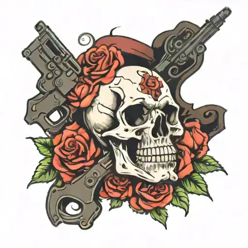 Skull And Roses And Guns