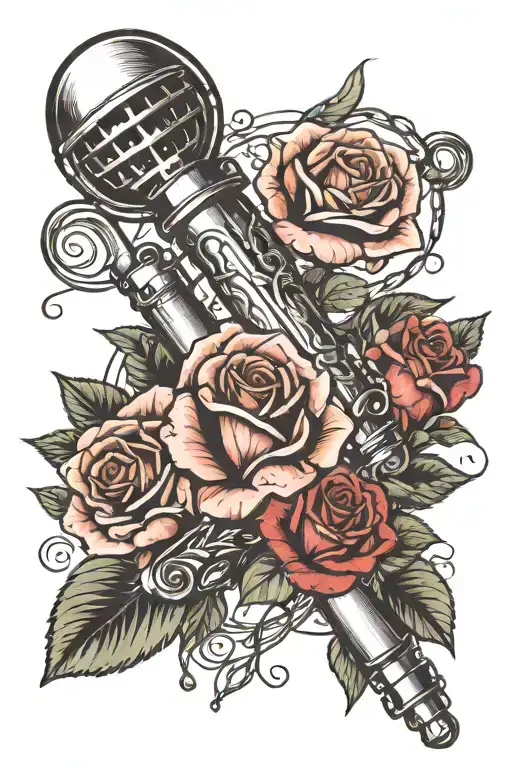 Syringe With Rolling Pin And Microphone With Rose Made