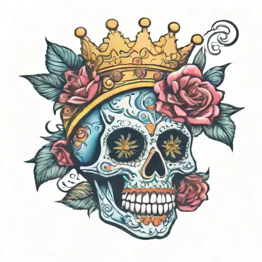 Sugar Skull With Tilted Crown
