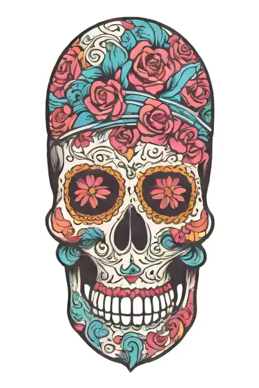 Sugar Skull With Tilted Crown