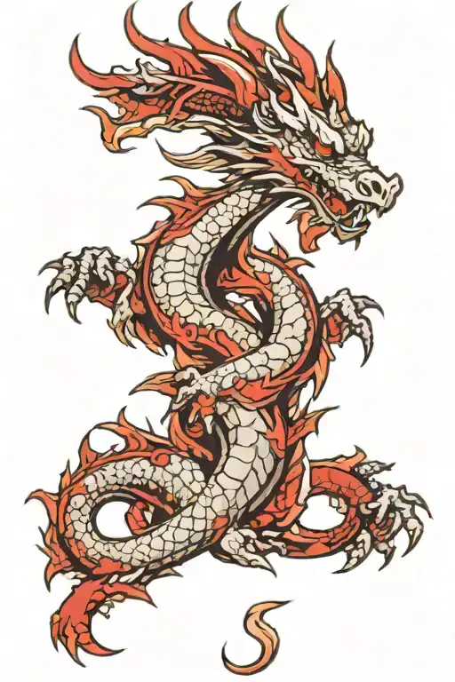 Dragon With Red Accents