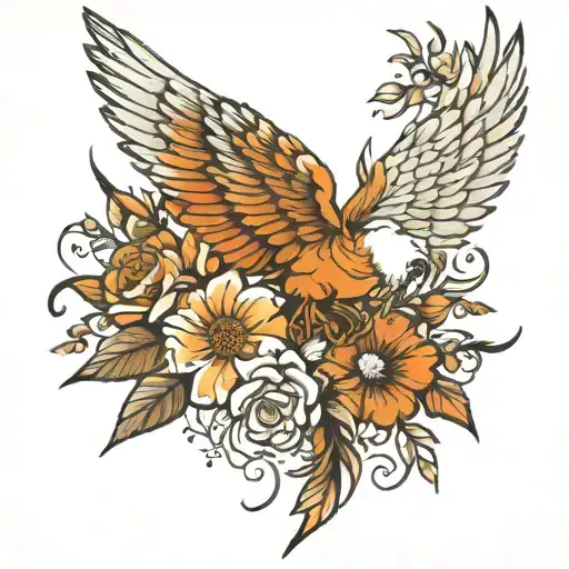 Icarus Falling With Flowers