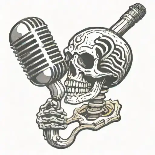 Vintage Microphone With Skeleton Fingers