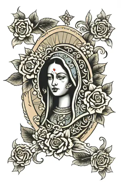 Virgin Of Guadalupe And Mexican Heritage Symbols