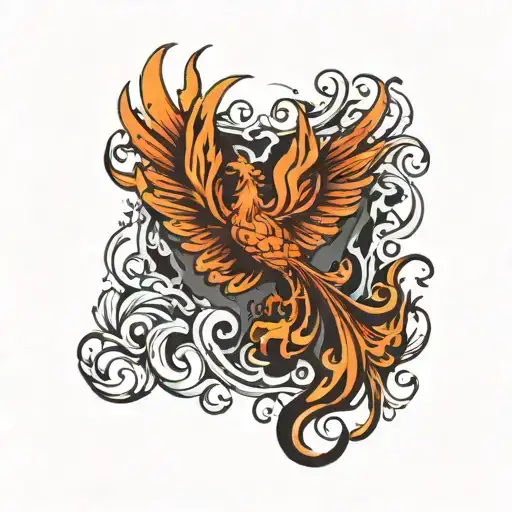 Phoenix Rising From Flames