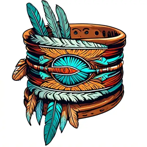 Crazy Native American Bracelet With Feathers Floating