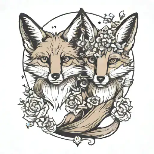 Two Fox Gemini Zodiac Sign