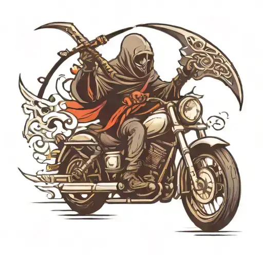 Grim Reaper On A Motorcycle With A Logo That Says Dark Souls On Top