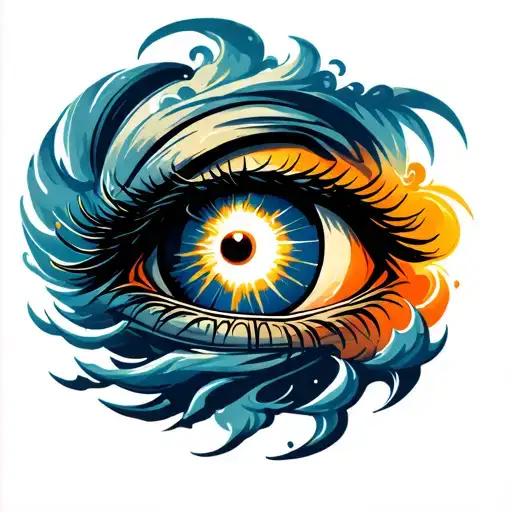 Large Storm Cloud Hurricane With Eye Looking