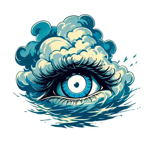 Large Storm Cloud Hurricane With Eye Looking