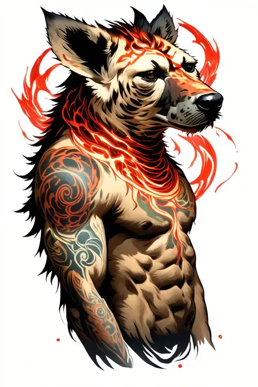 Hyena Full Body Cover Up Red Aura Surrounding Him Spirals Around His Neck