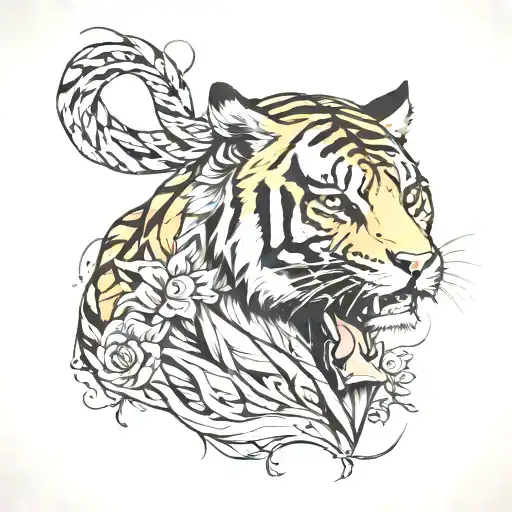 Tiger In A Throw Sketch