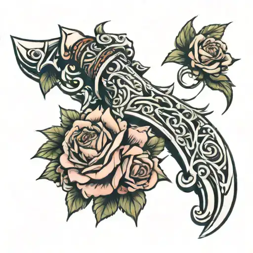 Dagger Wrapped In Roses And Thorns