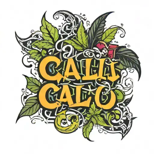 Cali Written In Graffiti With Weed Leaf And Money Symbols