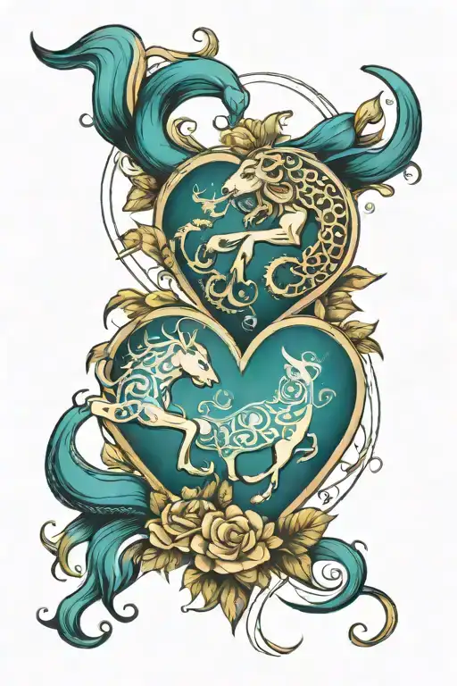 Combine 1 Sagittaurius 2 Leo 1 Pisces Zodiac Sign Into A Heart Shape