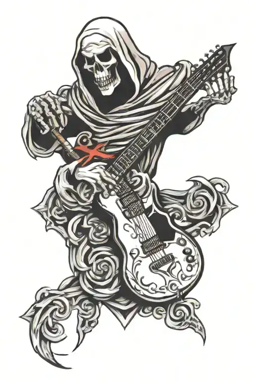 V Shaped Guitar And Grim Reaper