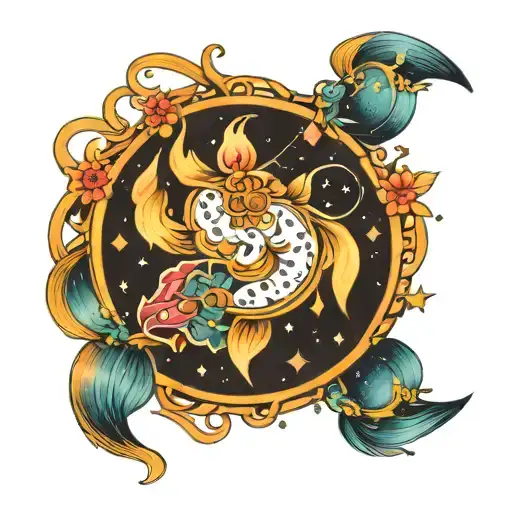 Pisces Aquarius Virgo Constellation Intertwined