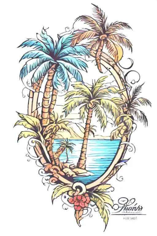 Water Color Palm Tree
