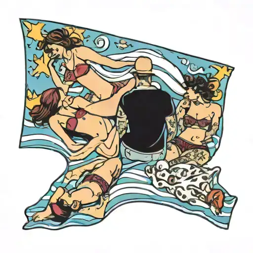 Four People Sunbathing On Beach Towel