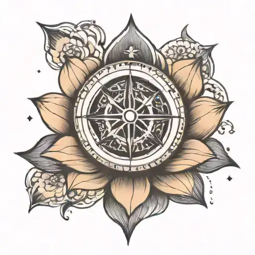 Lotus With A Compass And A Argentin Symbol