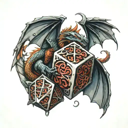 Dnd Dice With Dragon Flying