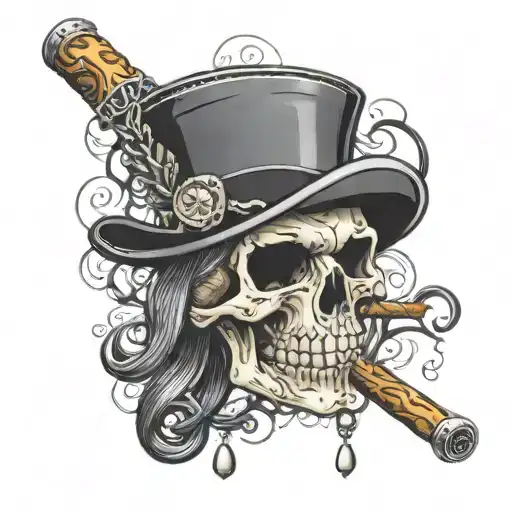 Skull Cigar Top Hat Chain