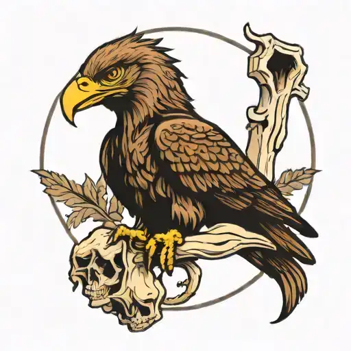 Eagle Holding A Styloid Bone From Skull Base In Its Claws